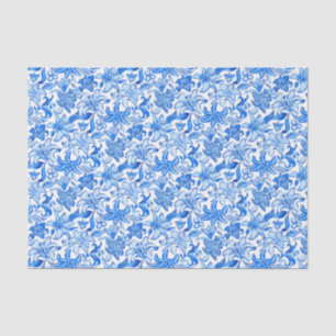Preppy Palm Beach Print Blau und Weiß Blume Seidenpapier