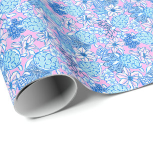 Preppy Palm Beach Print Lavendel & Blue Turtles Geschenkpapier