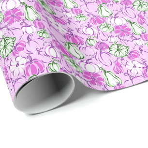 Preppy Palm Beach Print Lavendel & Green Pumpkins Geschenkpapier