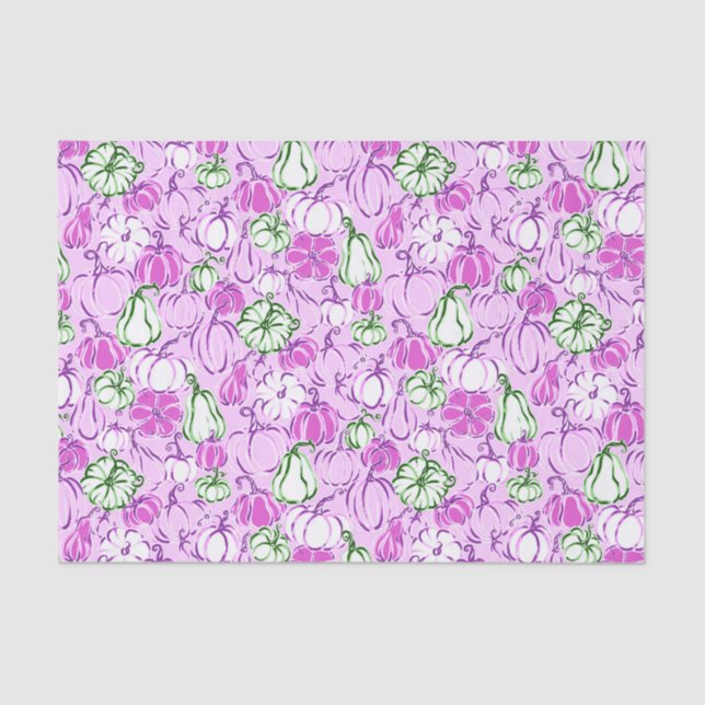 Preppy Palm Beach Print Lavendel & Green Pumpkins Seidenpapier (Vorderseite)