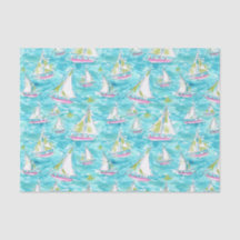 Preppy Palm Beach Print Pastell Sailboats