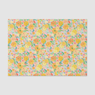 Preppy Palm Beach Print Pink and Yellow Flowers Seidenpapier