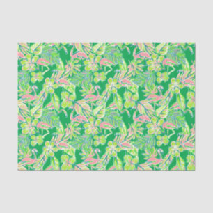 Preppy Palm Beach Print Pink & Green Flamingos Seidenpapier