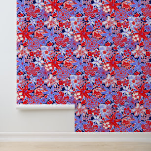 Preppy Palm Beach Red, White & Blue Floor Tapete