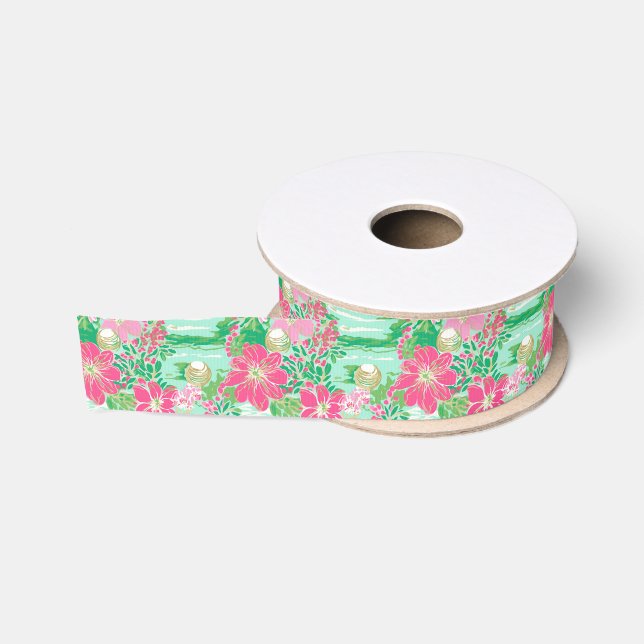 Preppy Palm Beach Tropical Blume Muster Ripsband (Spule)