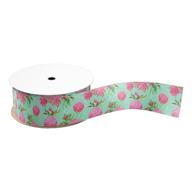 Preppy Palm Beach Tropical Blume Muster Ripsband (Spule)