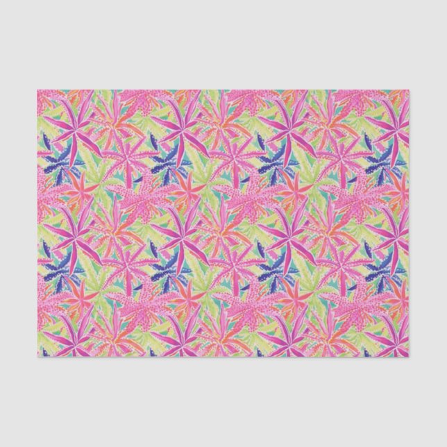 Preppy Palm Beach Tropical Blume Muster Seidenpapier (Vorderseite)