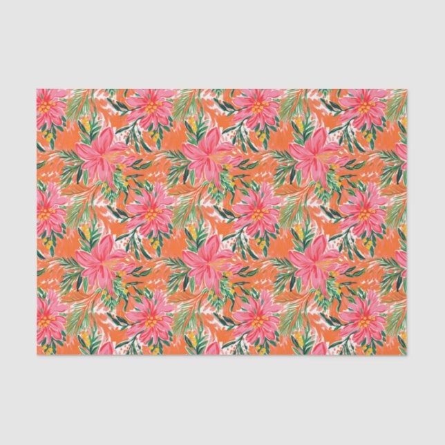 Preppy Palm Beach Tropical Blume Muster Seidenpapier (Vorderseite)