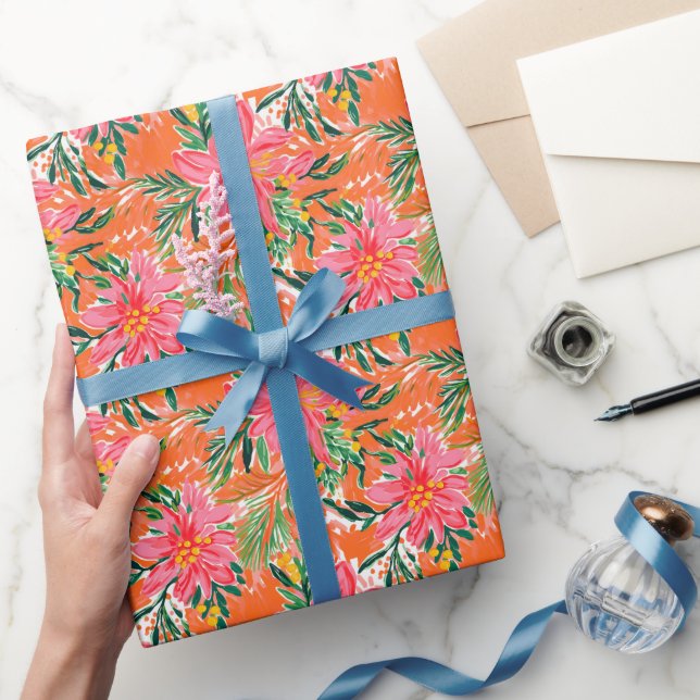 Preppy Palm Beach Tropical Orangen Muster Geschenkpapier (Schenken)