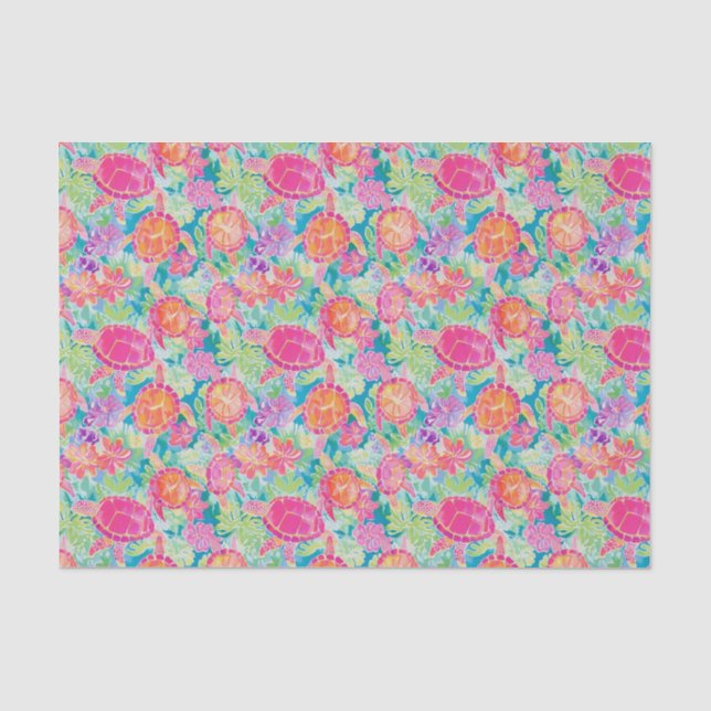 Preppy Palm Beach Tropical Turtles Pattern Seidenpapier (Vorderseite)