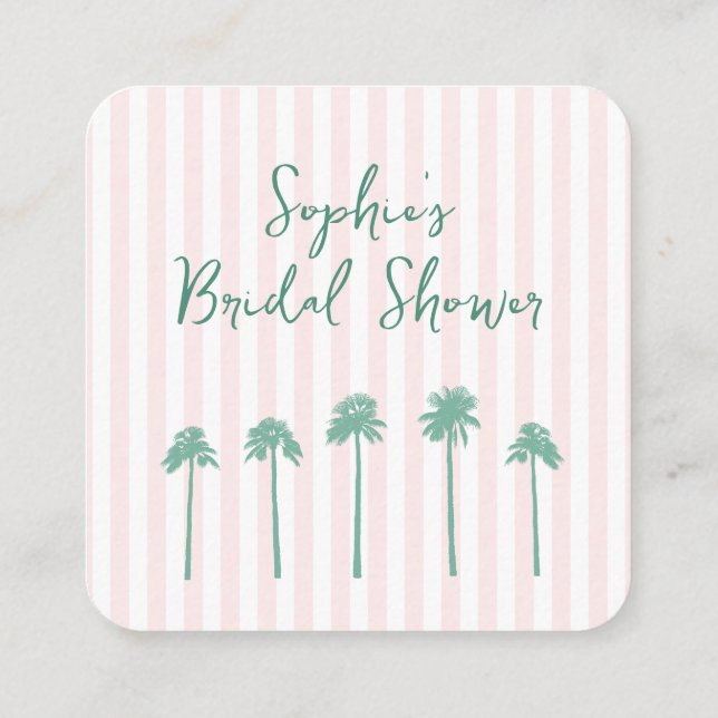 Preppy Palm Springs Bridal Shower QR Code RSVP Begleitkarte (Rückseite)