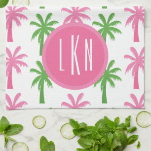 Preppy Palm Tree Mit Monogramm Kitchenette Handtuc Geschirrtuch