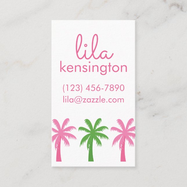 Preppy Palm Trees Business oder Contact Cards Visitenkarte (Vorderseite)