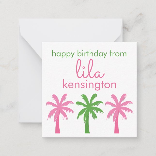 Preppy Palm Trees Personalisierte Geschenkkarte Mitteilungskarte (Vorderseite)