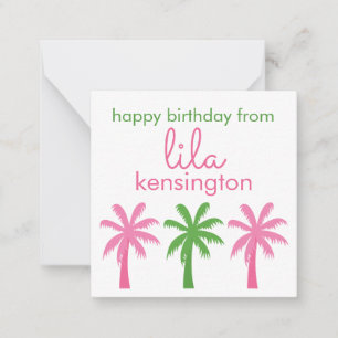 Preppy Palm Trees Personalisierte Geschenkkarte Mitteilungskarte