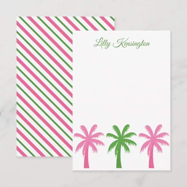 Preppy Palm Trees Personalisierte Mitteilungskarte (Vorne/Hinten)