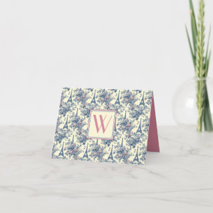 Preppy Paris Toile Pink und Blue Monogram