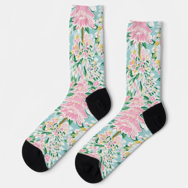 Preppy Pastel Christmas Trecks Socken (Linkes Detail)