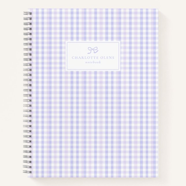 Preppy & Pastel Lavender Gingham Notizbuch (Vorderseite)