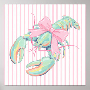Preppy-Pastell-Aquarell-Hummer Poster