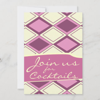 Preppy Pastell Pink Raute Retro Modernes Muster Einladung