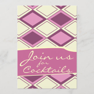 Preppy Pastell Pink Raute Retro Modernes Muster Einladung
