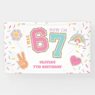 Preppy Patch Ich war SECHS jetzt bin ich SIEBEN 7. Banner