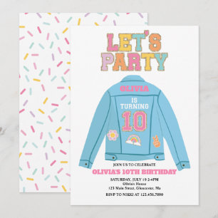 Preppy Patch Jean Jacke 10. Geburtstag Einladung