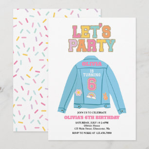 Preppy Patch Jeansjacke 6. Geburtstag Einladung