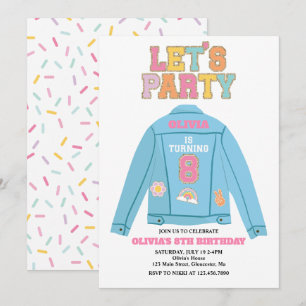 Preppy Patch Jeansjacke 8. Geburtstag Einladung