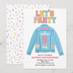 Preppy Patch Jeansjacke 9. Geburtstag Einladung