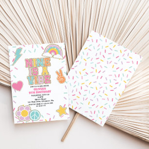 Preppy Patch Nine ist ein Vibe 9. Geburtstag Einladung