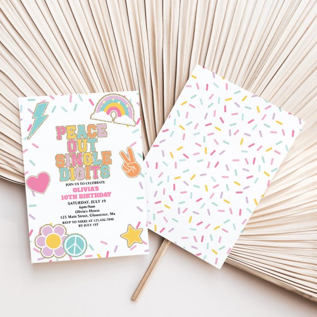 Preppy Patch Peace Out Single Digits 10. Geburtsta Einladung (Von Creator hochgeladen)
