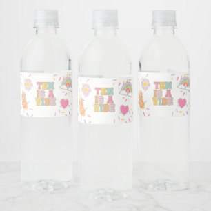 Preppy Patch Ten ist ein Vibe 10. Geburtstag Wasserflaschenetikett