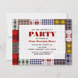 Preppy-Patchwork-Karierte Party Einladung