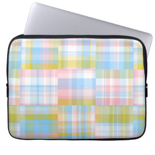 Preppy Patchwork Look Madras Pastel Laptopschutzhülle