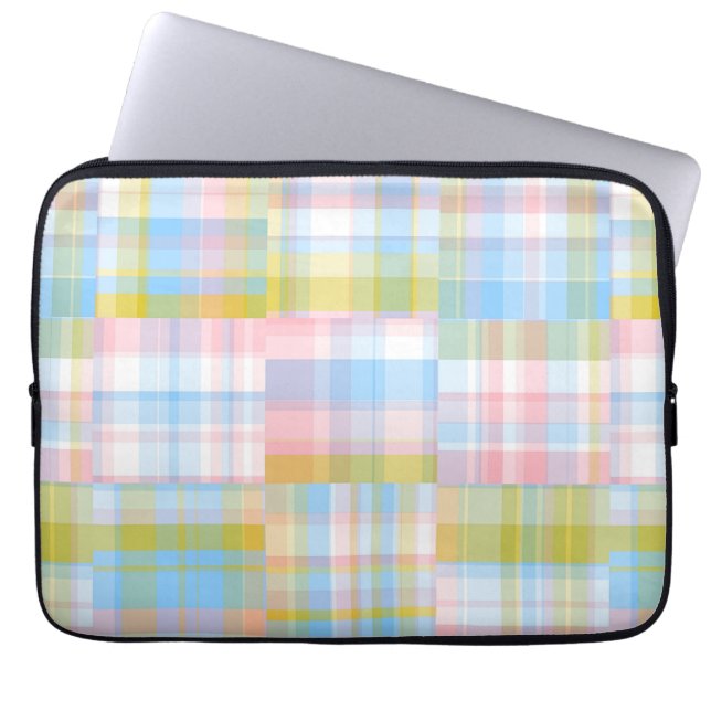 Preppy Patchwork Look Madras Pastel Laptopschutzhülle (Vorderseite)