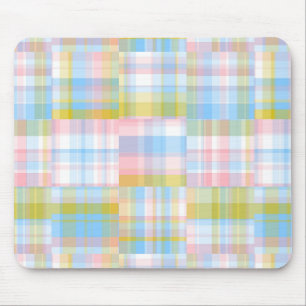 Preppy Patchwork Look Madras Pastel Mousepad