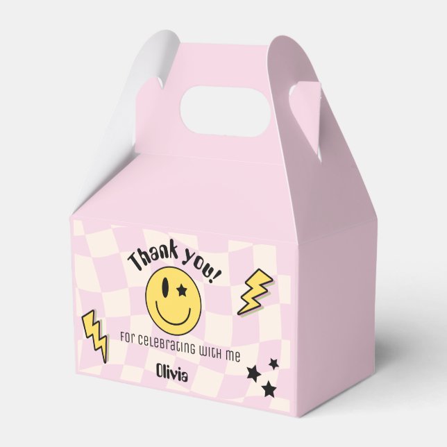 Preppy Patel Pink Y2K Retro Birthday Favor Box Geschenkschachtel (Vorderseite)