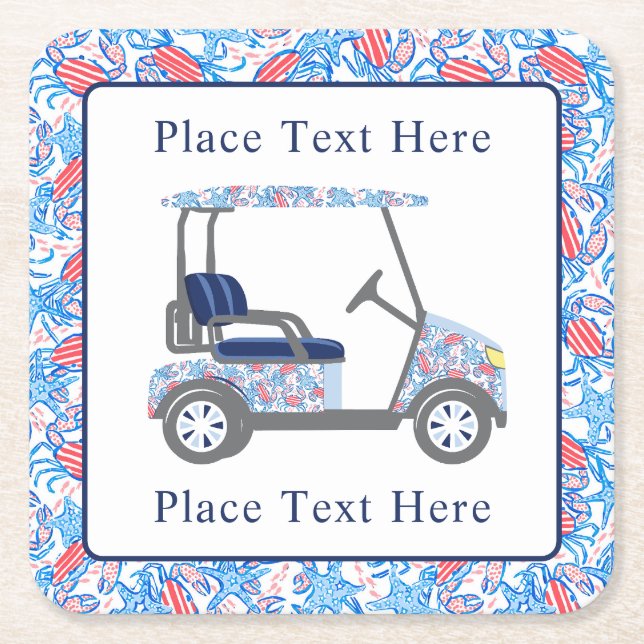 Preppy Patriotic Crabs Golf Cart Rechteckiger Pappuntersetzer (Vorderseite)
