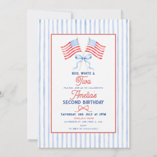 Preppy-patriotischer 4. Juli-zweiter Geburtstag Einladung
