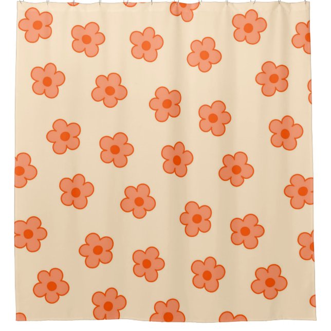 Preppy Peach Orange Hippie Blume Duschvorhang (Vorderseite)