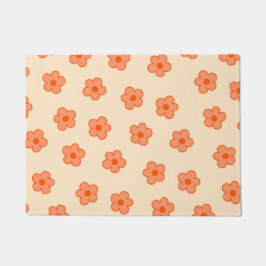 Preppy Peach Orange Hippie Blume Fußmatte