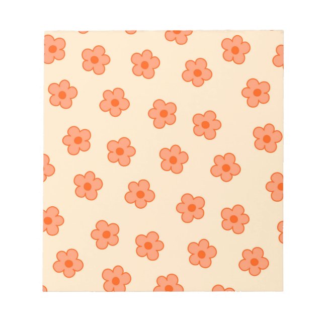 Preppy Peach Orange Hippie Blume Notizblock (Vorderseite)