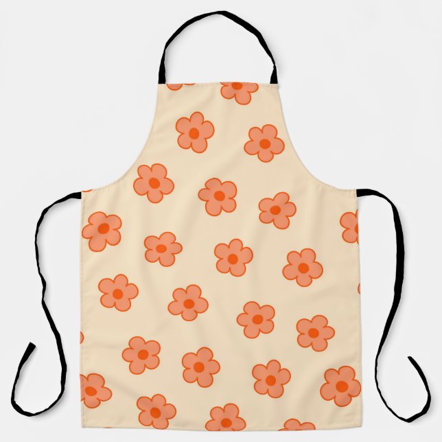 Preppy Peach Orange Hippie Blume Schürze (Vorderseite)