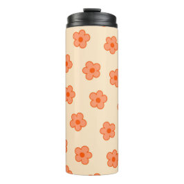 Preppy Peach Orange Hippie Blume Thermosbecher