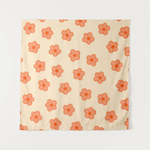 Preppy Peach Orange Hippie Blume Wandteppich