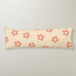 Preppy Peach White Floral Einfaches Blume Muster Seitenschläferkissen