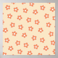 Preppy Peach White Hippie Blume Muster