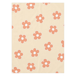 Preppy Peach White Hippie Blume Muster Tischdecke